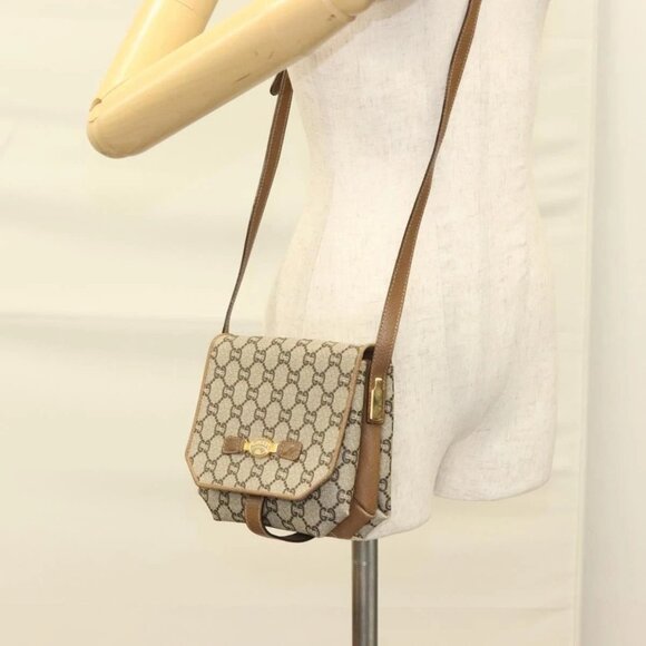 GUCCI GG Plus Supreme Shoulder Bag PVC Beige Gold Auth BA3539 - Picture 14 of 16